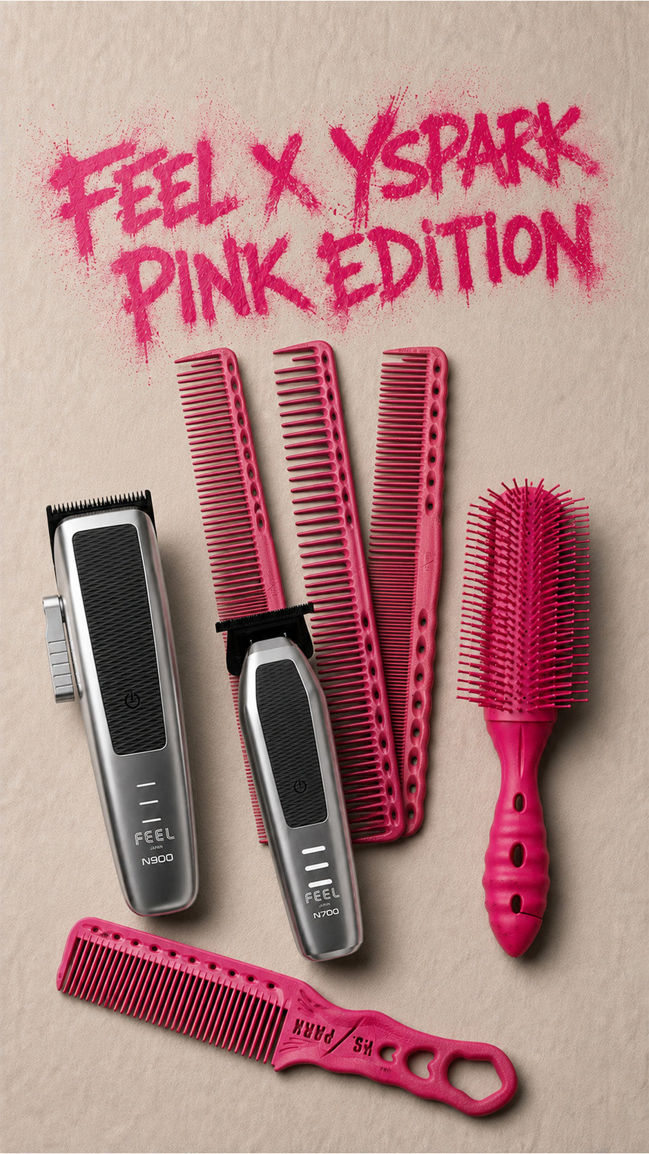 Pack de tondeuse de coupe STEALTH N900 N700 avec des peignes roses YSPARK 