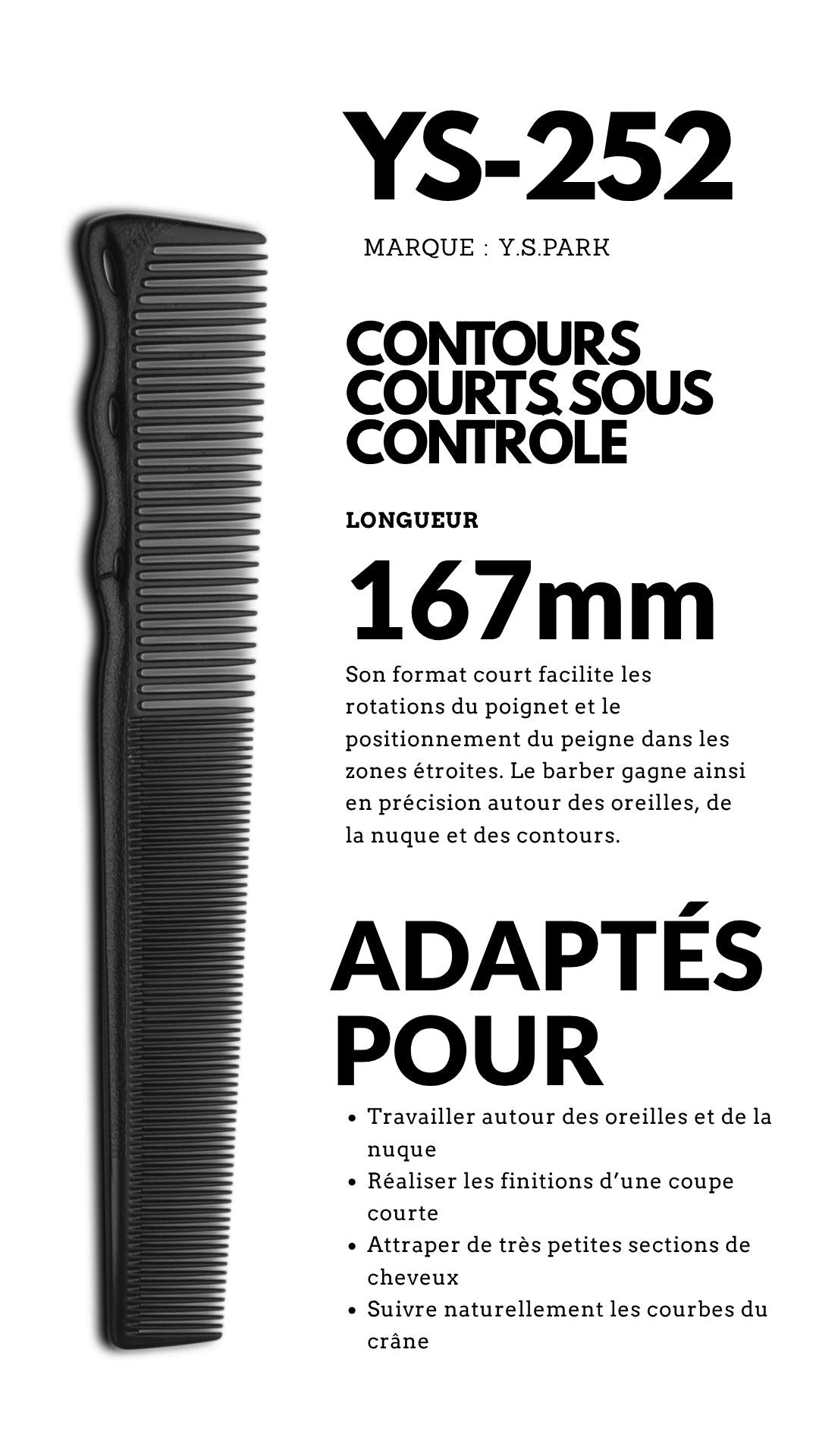 fiche technique de peigne de coupe homme barber yspark 252 noir 