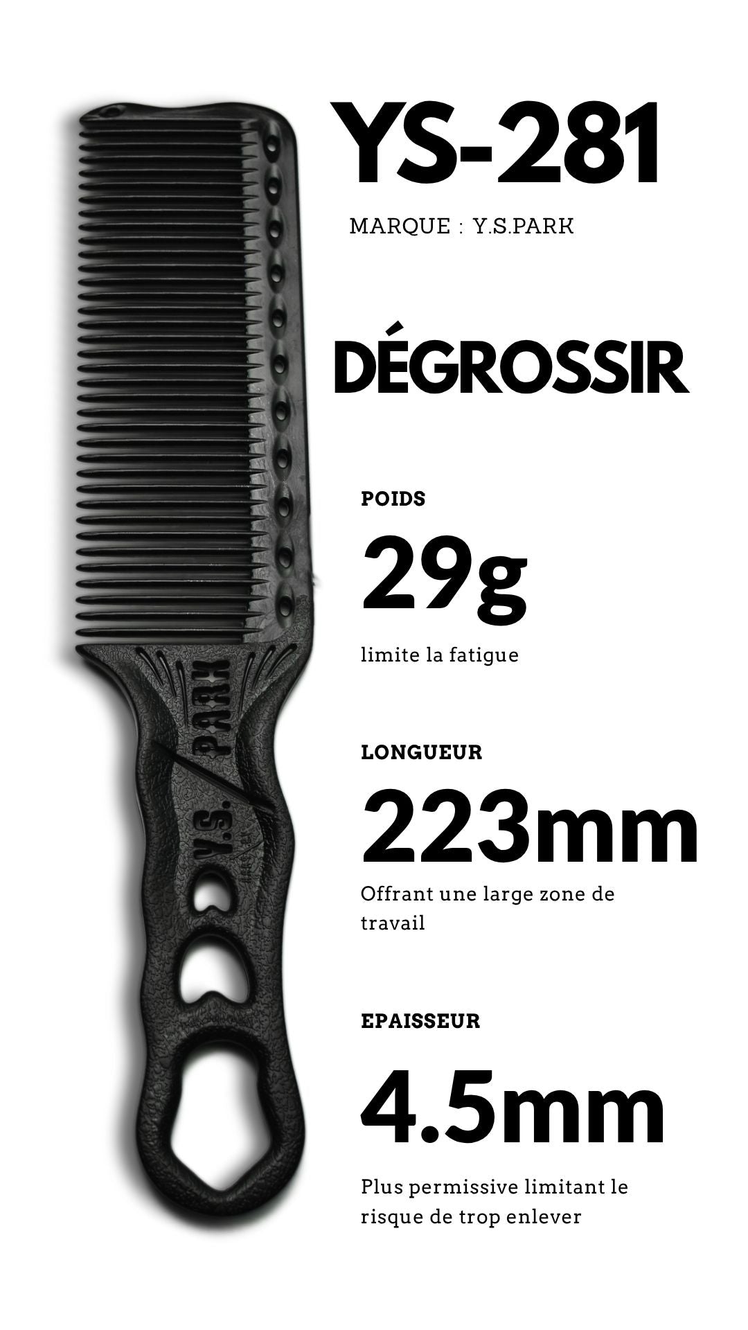 peigne tondeuse yspark 281 noir coupe homme