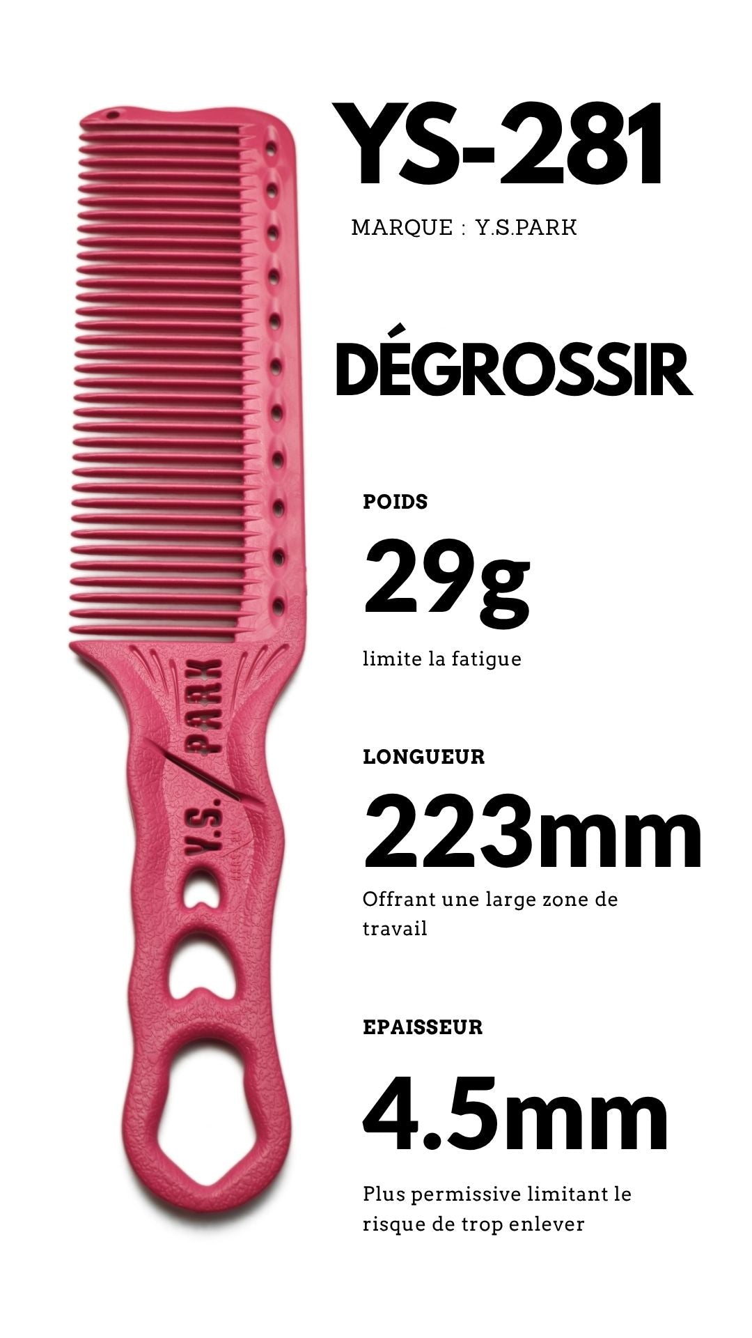 peigne tondeuse yspark 281 rose coupe homme