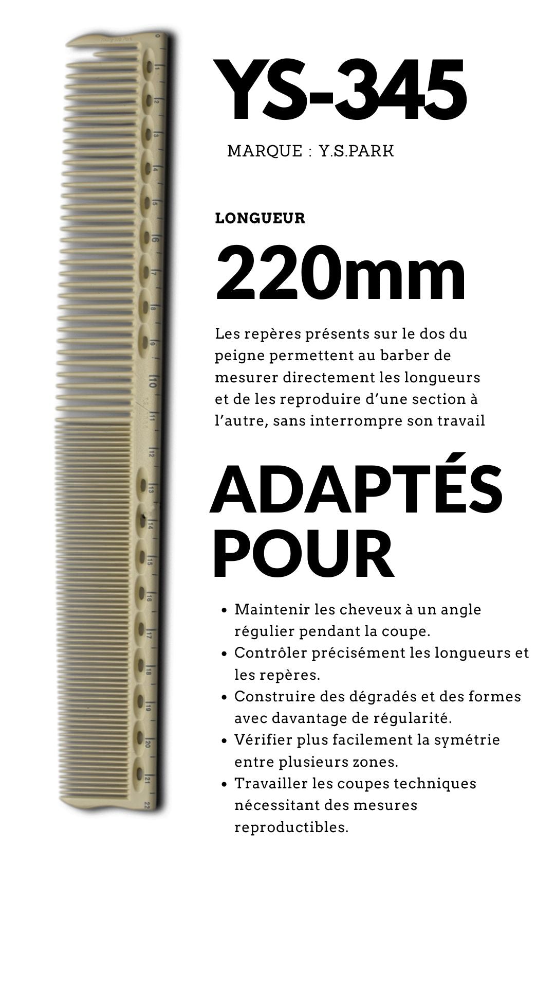 fiche technique du peigne de coupe yspark g45 blanc 