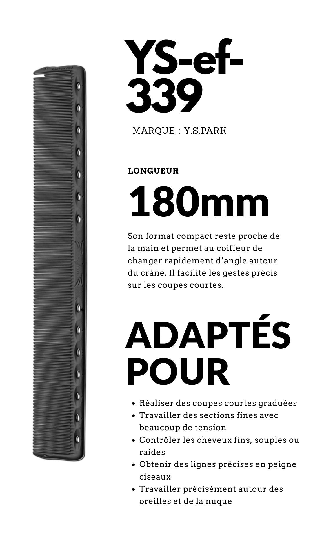fiche technique du peigne de coupe yspark ef-339 noir
