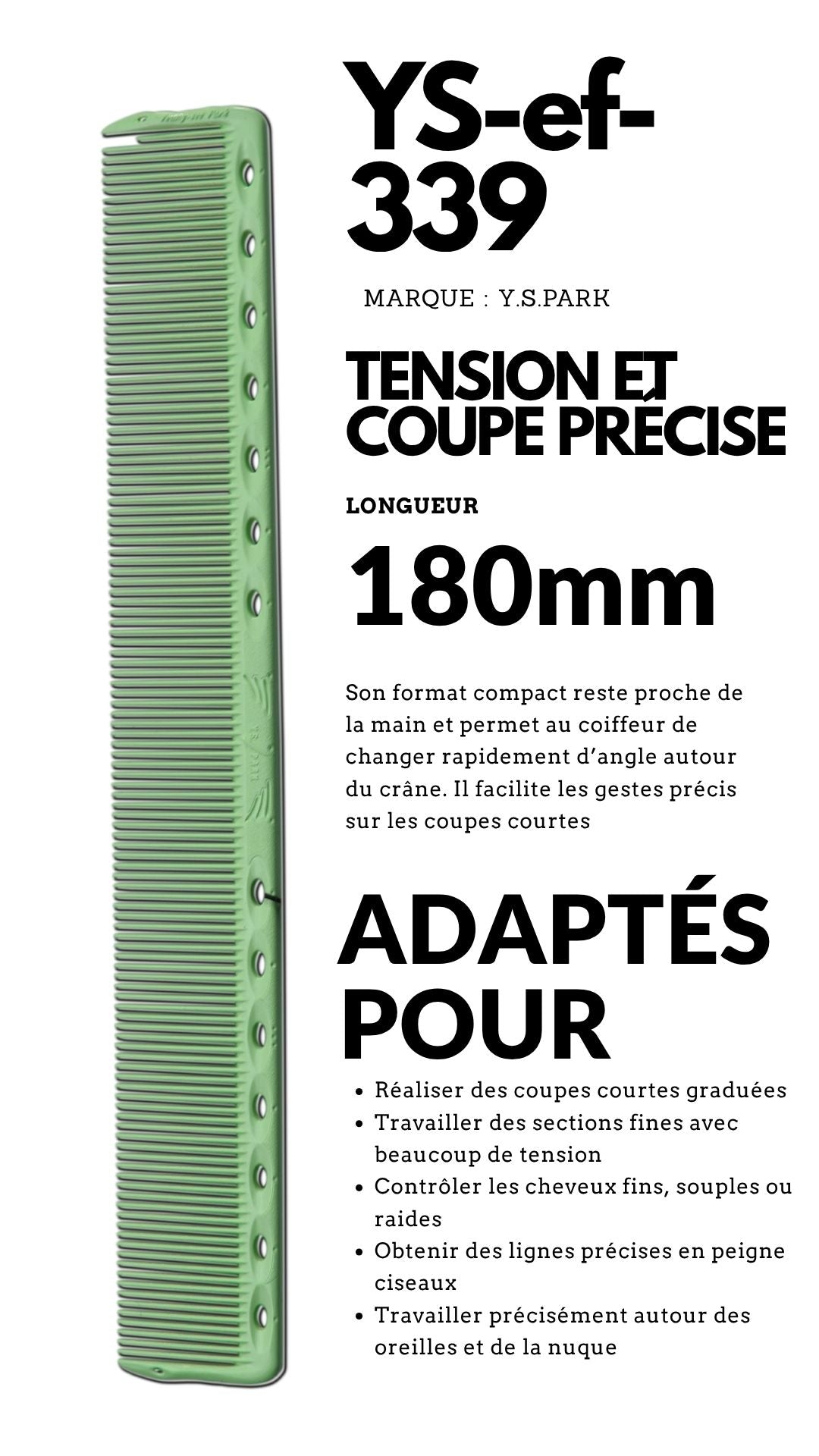 fiche technique de peigne de coupe yspark ef-339 vert menthe