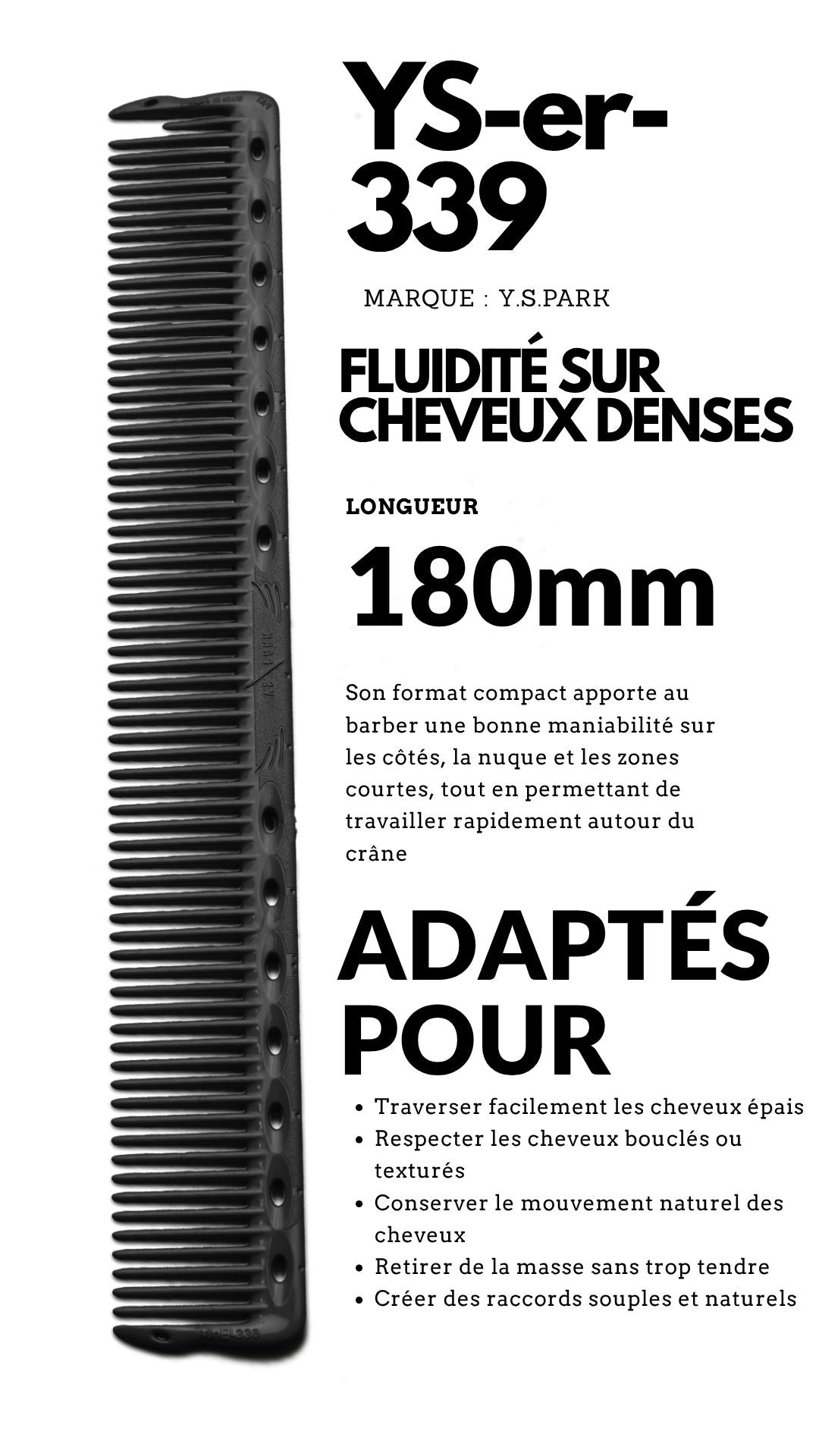 fiche technique de peigne de coupe yspark ef-339 noir