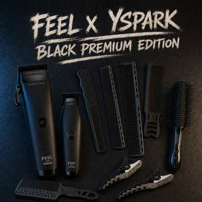 pack tondeuse highdrone de coupe et de finition d900 d700 avec des peignes yspark noirs et des pinces yspark sépare mèches shark