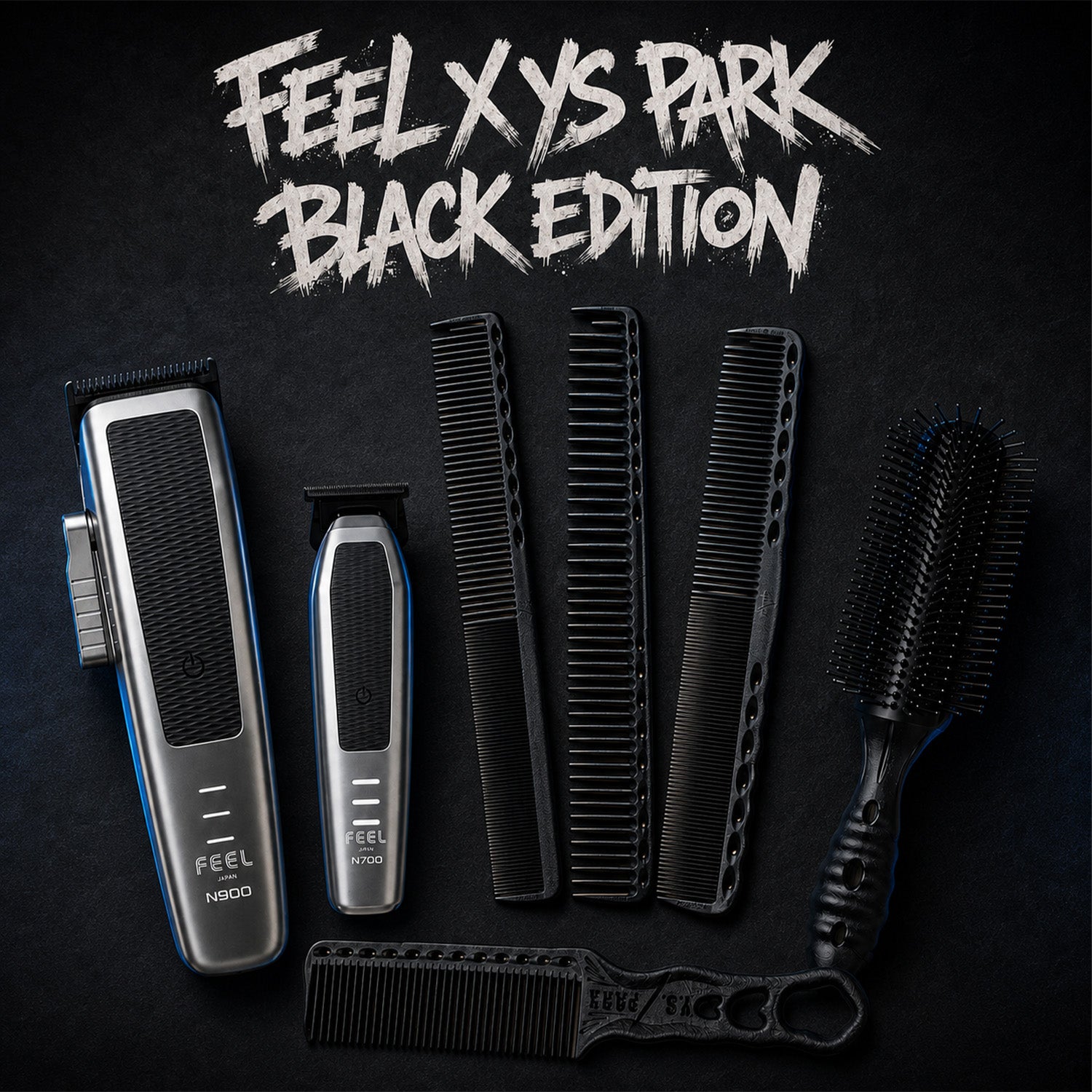pack de tondeuse feel japan stealth avec peignes et brosses yspark noirs