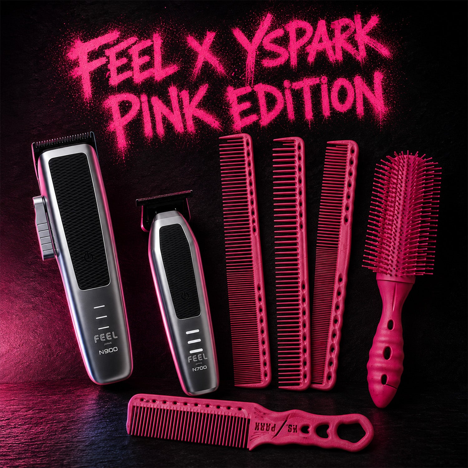 pack de tondeuse feel japan stealth avec peignes et brosses yspark roses