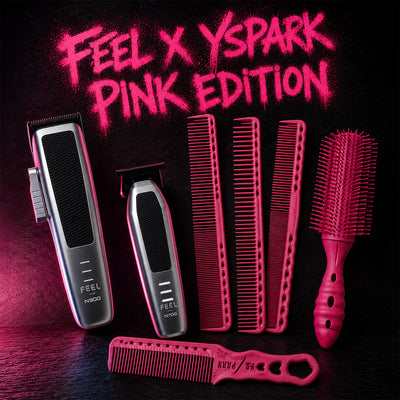 pack de tondeuse feel japan stealth avec peignes et brosses yspark roses